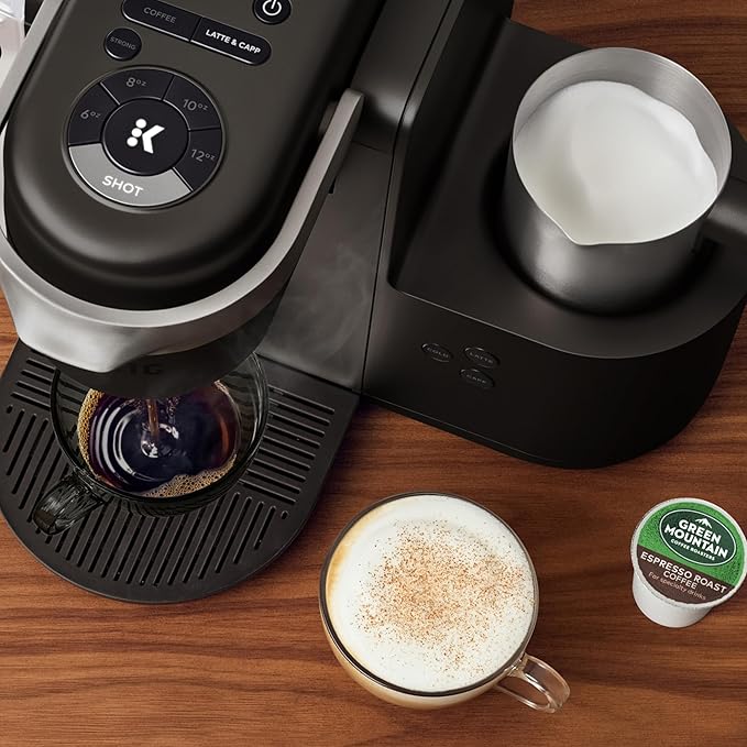 Keurig K-Cafe Single-Serve K-Cup Coffee Maker Latte Maker and Cappuccino Maker Comes with Dishwasher Safe Milk Frother Coffee Shot Capability Compatible with all Keurig K-Cup Pods Dark Charcoal