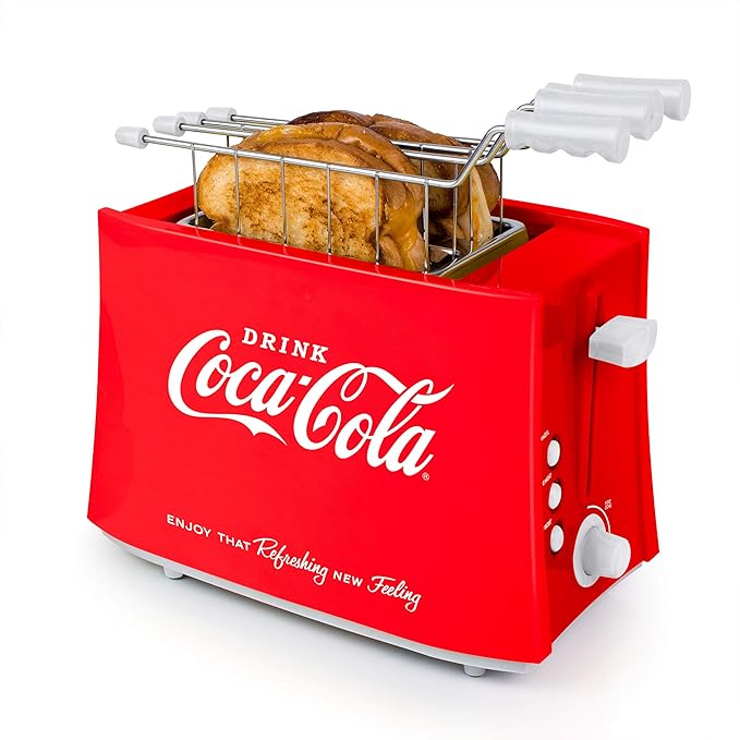 Nostalgia Coca-Cola Grilled Cheese Toaster with Easy-Clean Toaster Baskets and Adjustable Toasting Dial Red 2-Slot &amp Two-Speed Electric Coca-Cola Limited Edition Milkshake Maker and Drink Mixer