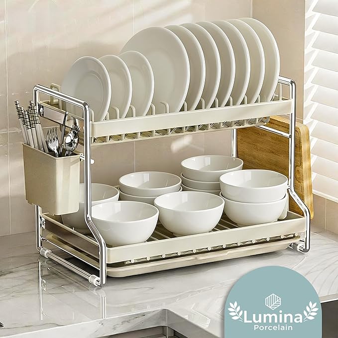 18-Piece White Porcelain Dinnerware Set Service for 6 Thickened Durable Plates &amp Bowls Microwave Dishwasher Oven Safe Lumina Porcelain Kitchen Essentials