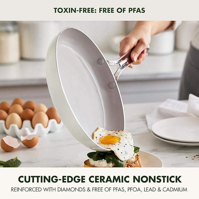 GreenPan Nova 10-Piece Cookware Pots &amp Pans Set Oprah’s Favorite Things 2024 PFAS-Free Ceramic Nonstick Fry Sauté Stockpot Utensils Lids Induction Suitable Dishwasher &amp Oven Safe Cre
