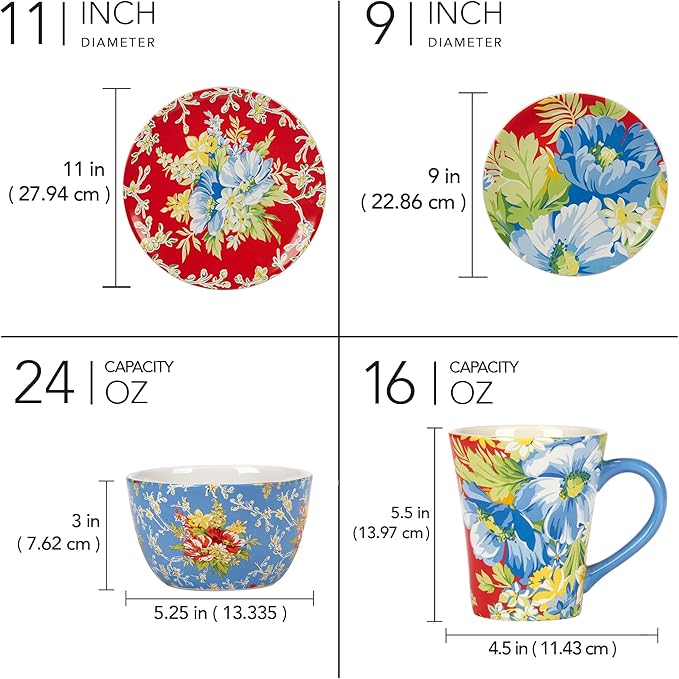 Certified International Blossom 16 Piece Dinnerware Set Serice for 4