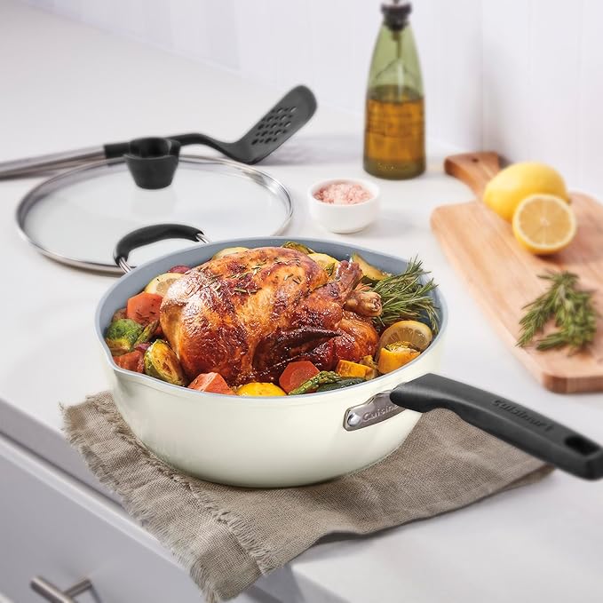 Cuisinart Preferred Pan 4-Pc Set - Crème de la Creme (4.5 Qt. Multi-Purpose Pan w/Cover Steamer Slotted Turner)