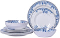 Melamine Dinnerware Sets-12pcs Floral Dinnerware Set Service for 4 Blue White Plates and Bowls Sets Dishwasher Safe Break-resistant Outdoor Camping Picnics Use Reusable Traditional Flower