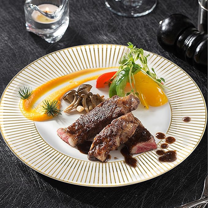 16 pieces ceramic plate set with gold thread bone china dinnerware set for 4 luxury dishes sets for wedding birthday party