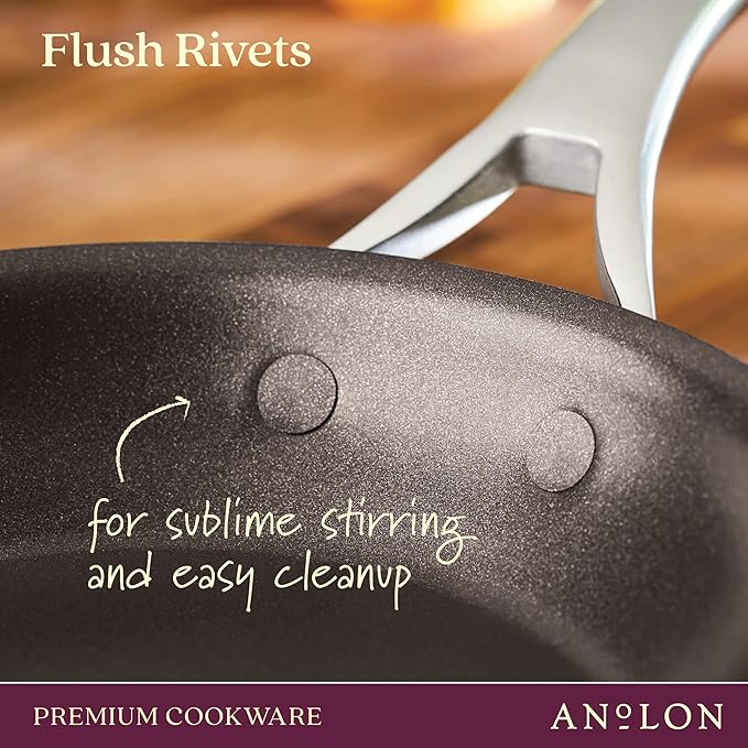Anolon 83878 Nouvelle Copper Luxe Hard Anodized Nonstick Dutch Oven/Stockpot/Saucepan with Stainless Steel Lid/Induction Suitable/Dishwasher Safe - 4 Quart Onyx Black