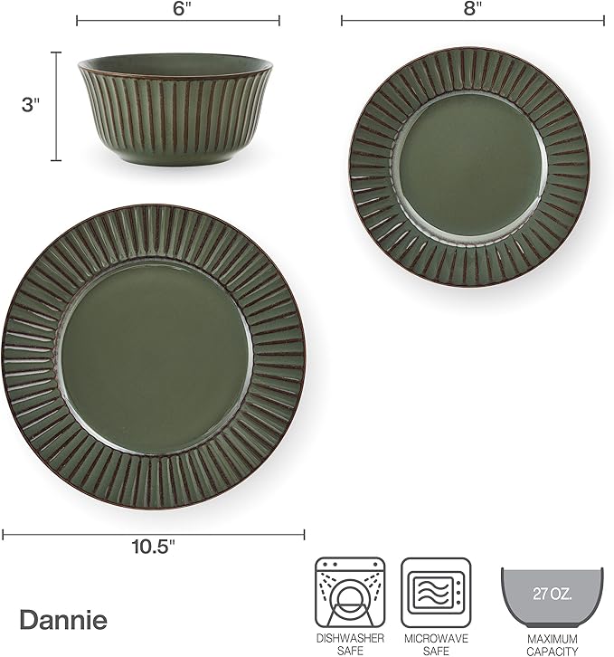 Pfaltzgraff Dannie 12 Piece Dinnerware Set Service for 4 Gray