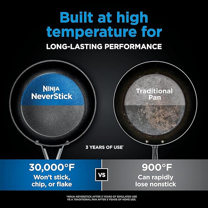 Ninja NeverStick Professional Hard-Anodized 10 Piece Pots &amp Pans Set Nonstick Cookware Set Durable Oven Safe to 500°F Slate Grey C39500