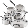 KitchenAid 5-Ply Clad Polished Stainless Steel Cookware Pots and Pans Set 10 Piece
