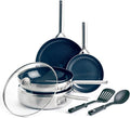 Blue Diamond Cookware Tri-Ply Stainless Steel Ceramic Nonstick 7 Piece Cookware Pots and Pans Set PFAS-Free Multi Clad Induction Dishwasher Safe Oven Safe Silver