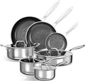 COOKER KING Stainless Steel Cookware Set 11 Pcs Pots and Pans Set Hybrid Ceramic CookwareNon-Stick Frying Pans Saucepans Saute Pan &amp Stock Pot Non-Toxic Oven Safe Induction Compatible