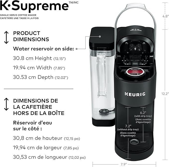 Keurig K-Supreme Coffee Maker Single Serve K-Cup Pod Coffee Brewer With MultiStream Technology 66 Oz Dual-Position Reservoir