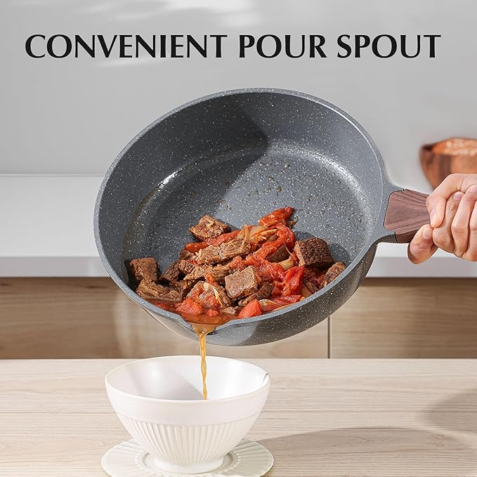 SENSARTE Nonstick Cookware Set 13-Piece Non Stick Pots and Pans Set with Swiss Granite Coating Healthy Kitchen Cooking Set Stay-Cool Handles PFOA Free