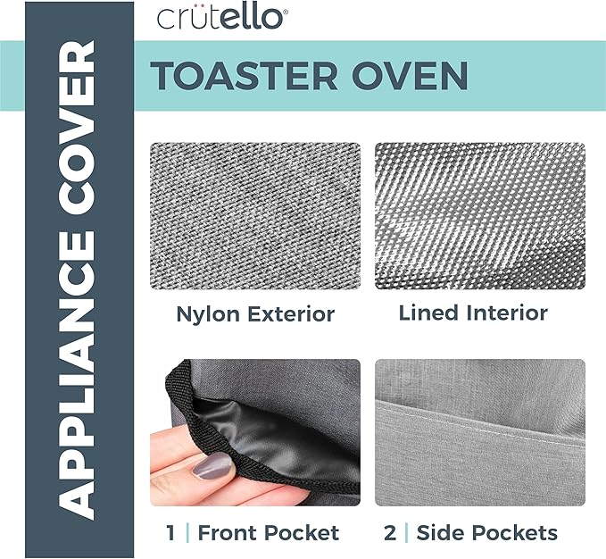 Crutello 6 Slice Toaster Oven Cover - Storage Pockets Heavy-Duty Dust Covers