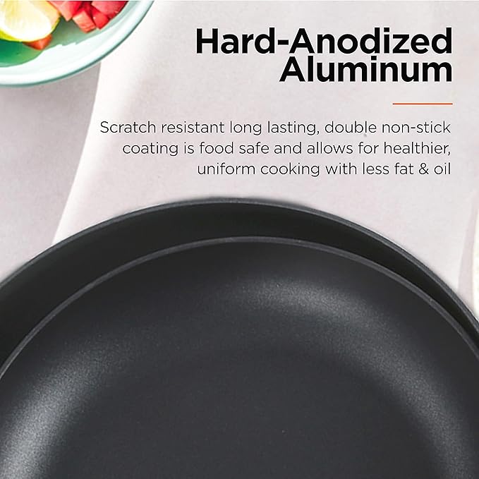 CH-AP2 2-Piece Hard-Anodized Non-Stick Fry Pan Cookware Set Black