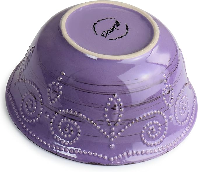 Elama Rustic Birch 16 Piece Stoneware Dinnerware Set in Purple Purple with Brown Accents (EL-RUSTICBIRCH)