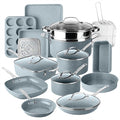 Granitestone Ceraluxe 20 Pc Ceramic Cookware Set Nonstick Complete Pots and Pans Set Non Stick with 5 Pc Bakeware Set Deep Frying Pan Set &amp Steamer Non Toxic PFOA Free Oven &amp Dishwasher S