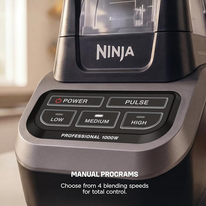 Ninja Professional Blender 1000W Total Crushing Technology- Smoothies Ice Crushing &amp Frozen Fruit Full-Size Countertop Blender 72-oz. Pitcher Black &amp Grey BL610