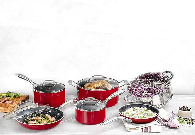 Granitestone Cookware Set Large Red