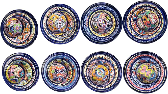Handmade Talavera 32-Piece Dinnerware Set | Mexican Pottery (Seats 8)