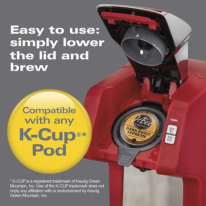 Hamilton Beach 49945 FlexBrew Single-Serve Coffee Maker Compatible with Pod Packs and Grounds 1 Cup Red
