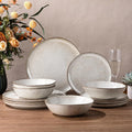 AmorArc Ceramic Dinnerware SetsHandmade Reactive Glaze Stoneware Plates and Bowls SetsHighly Scratch Resistant | Dishwasher &amp Microwave Safe Dishes SetService for 4 (12pc)