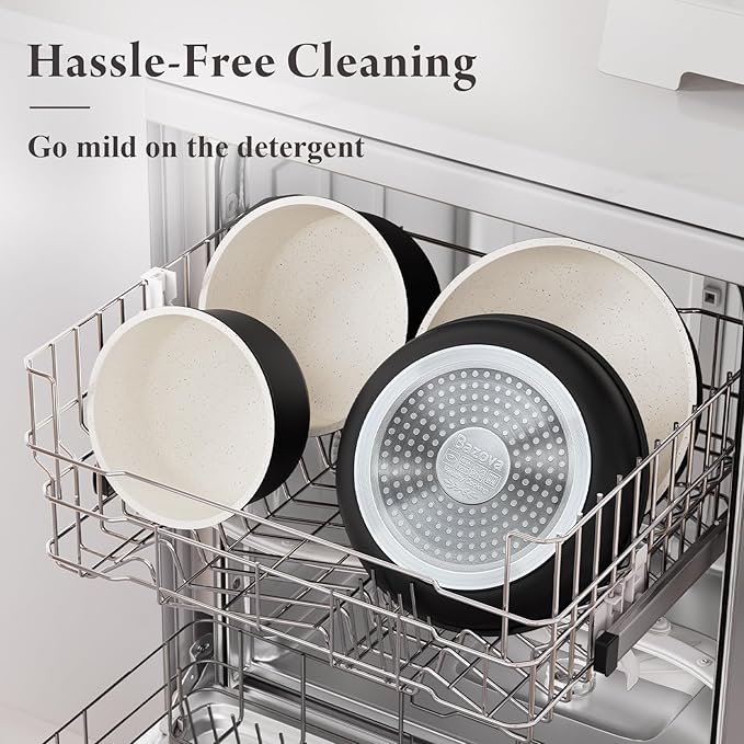 23Pcs Pots and Pans Set Non StickTitanium-Reinforced Ceramic Cookware Set with 3 Removable HandlesScratch-Resistant &amp PFAS-FreeInductionOvenDishwasher SafeStackable Space-Saving for RV &amp