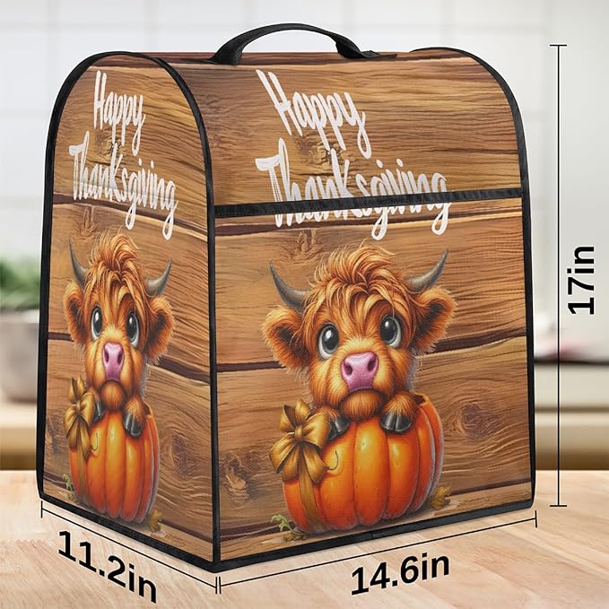 cfpolar Kitchen Aid Mixer Cover Compatible with 6-8 Quarts Thanksgiving Highland Cattle Stand Mixer Cover Kitchen Aid Mixers Accessories Appliance Organizer Bag Dust Covers with Zipper Pocket