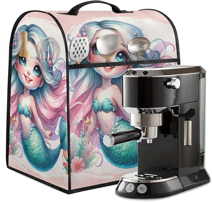 cfpolar Kitchen Aid Mixer Cover Compatible with 6-8 Quarts Mermaid Shell Ocean Stand Mixer Cover Kitchen Aid Mixers Accessories Appliance Organizer Bag Dust Covers with Zipper Pocket