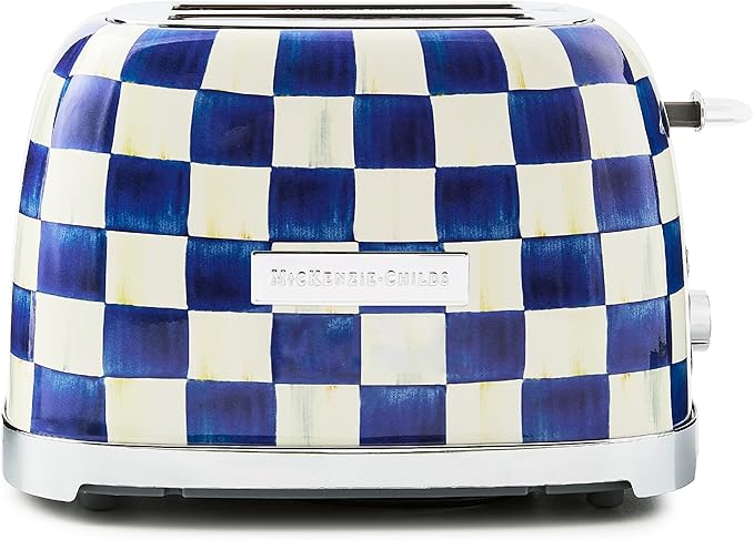 MACKENZIE-CHILDS 2-Slice Toaster Decorative Toaster for Kitchen Blue-and-White Royal Check