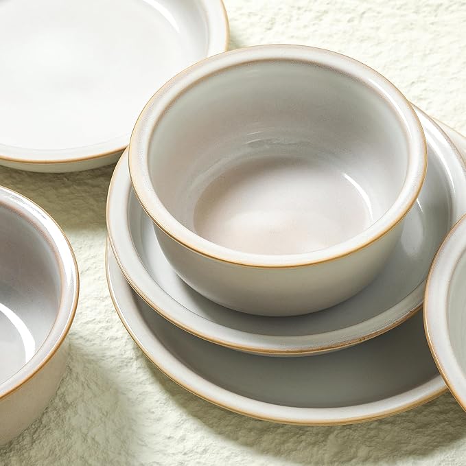 Stone Lain Slate 12-Piece Dinnerware Set Stoneware Plates and Bowls Set Dishwasher and Microwave Safe Dish Set for 4 White