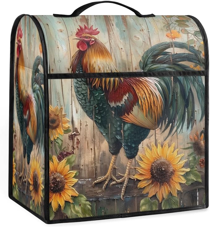 cfpolar Kitchen Aid Mixer Cover Compatible with 6-8 Quarts Flower Roosrer Sunflowers Stand Mixer Cover Kitchen Aid Mixers Accessories Appliance Organizer Bag Dust Covers with Zipper Pocket