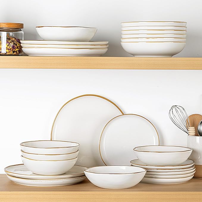 AmorArc Ceramic Dinnerware SetsHandmade Reactive Glaze Stoneware Plates and Bowls SetsHighly Scratch Resistant | Dishwasher &amp Microwave Safe Dishes SetService for 4 (12pc)