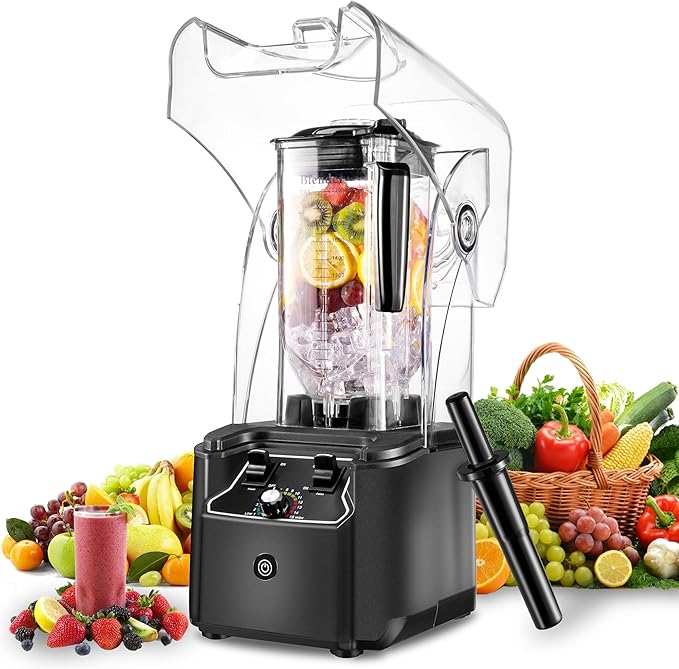 Commercial Blender for Smoothies 2.5HP Motor Stainless Steel Blade 80oz Pitcher for Shakes Smoothies Ice Crushing Frozen Drinks 15 Speeds Self-Cleaning Grey