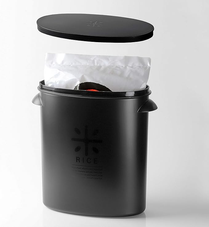PEARL METAL BLKP AZ-5042 Rice Bottle All Black For 11.0 lbs (5 kg)