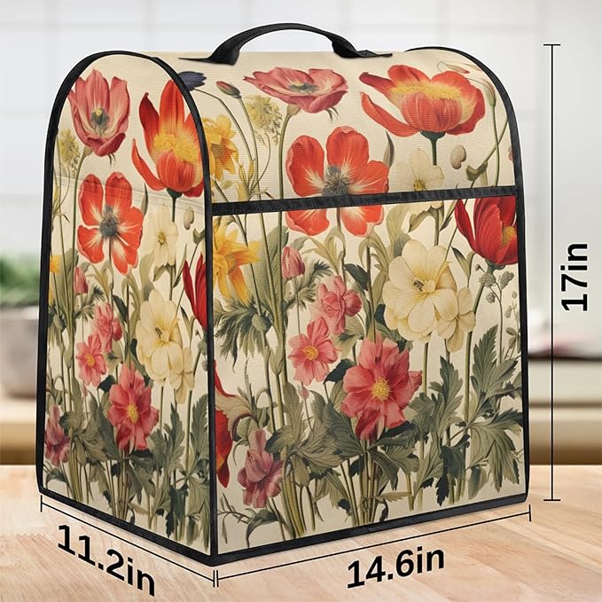 cfpolar Kitchen Aid Mixer Cover Compatible with 6-8 Quarts Beautiful Flower Plant Leaves Stand Mixer Cover Kitchen Aid Mixers Accessories Appliance Organizer Bag Dust Covers with Zipper Pocket