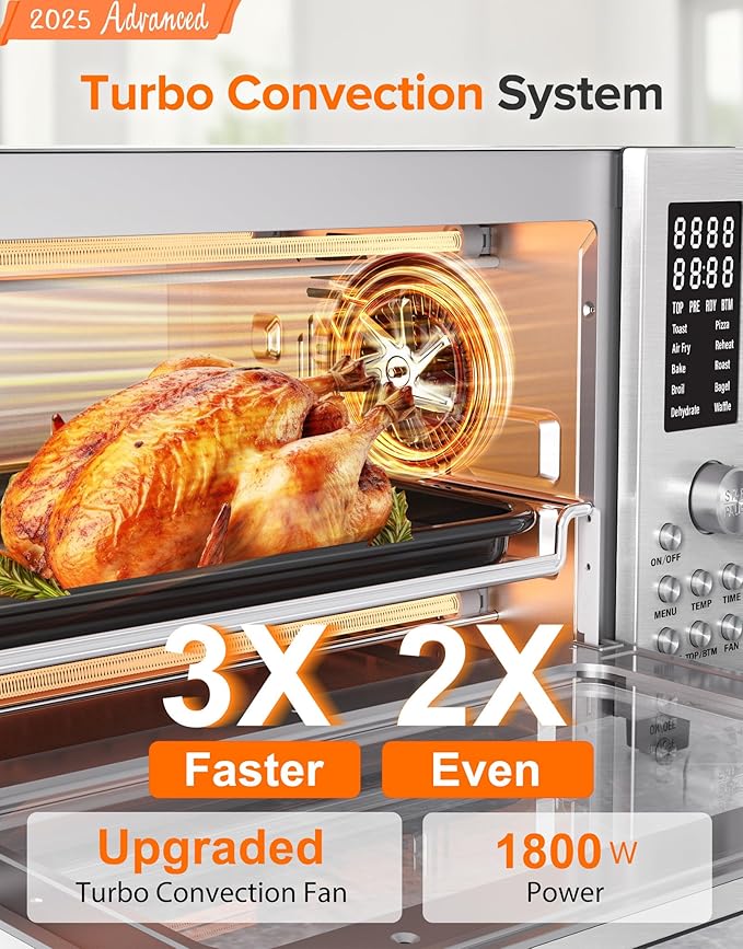 Nuwave Bravo Pro Smart 21QT Toaster Oven Air Fryer Combo Convection Oven Countertop 10 functions all in 1 with even &amp quick crisp technology 50-450°F 1800W Stainless Steel