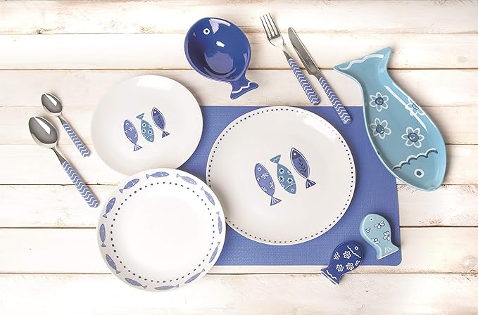 Excelsa Ocean 18 Pieces Dinnerware Set Porcelain 45 x 25 x 12 cm (White / Blue)