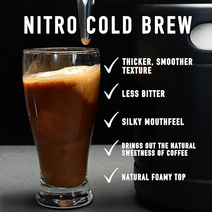 TMCRAFT 64oz Nitro Cold Brew Coffee Maker Home Brew Coffee Keg with Stainless Steel Stout Creamer Faucet &amp Pressure Relieving Valve
