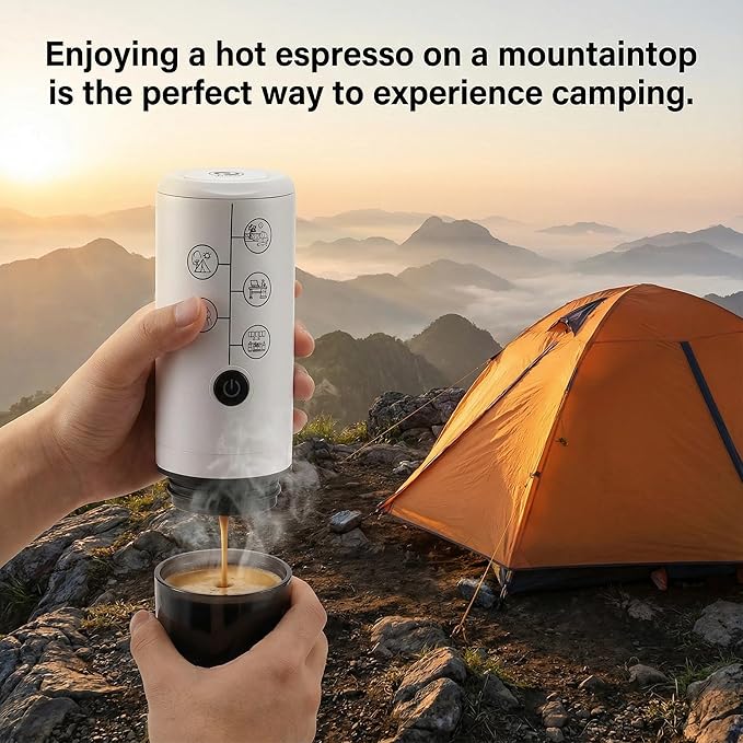 Portable Espresso Machine Mini 12V Rechargeable 3-in-1 Multi-Function Electric Coffee Machine One Key Extraction Compatible with NS &amp DG Capsules and Ground Coffee for Office Home (Black)