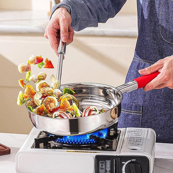 Pots and Pans Set Non Toxic 16-Piece Stainless Steel Cookware Set with Steamer &amp Visual Lid Kitchen Induction Cookware with 3 Kitchenware Sets for Oven &amp Dishwasher Safe