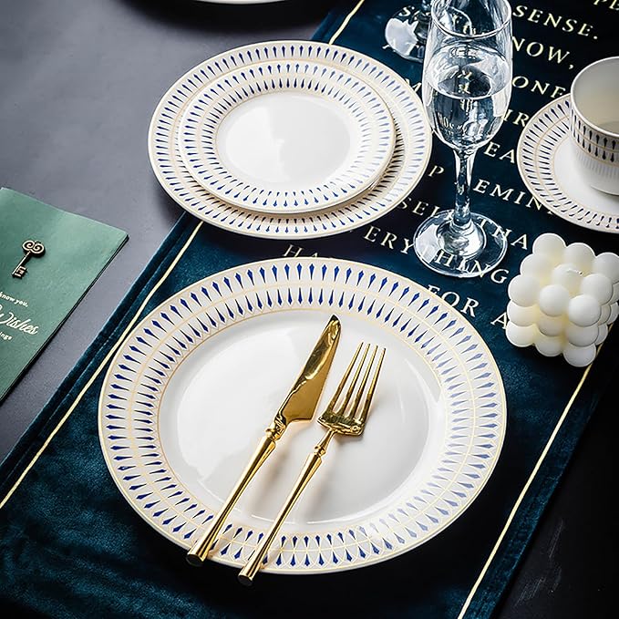 24-piece dinnerware sets dish set for 6 ceramic round plates white kitchen dish set with dinner plates and cup plates and cups set daily use dishwasher safe for housewarming party