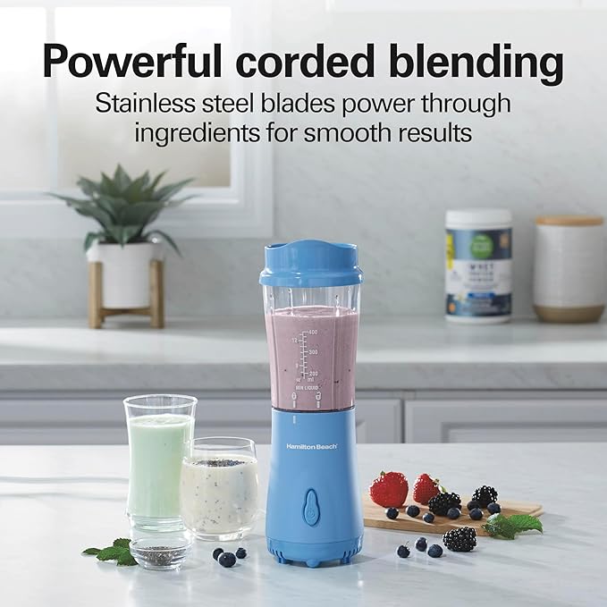 Hamilton Beach Portable Blender Bundle for Shakes and Smoothies with 14 Oz BPA Free Travel Cup and Lid Models 51172 and 51101RV