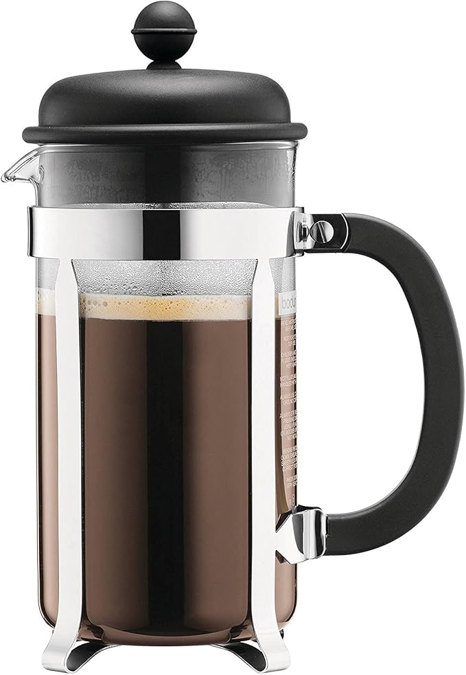 Bodum Caffettiera French Press Coffee Maker 8 Cup 1 Liter 34oz with 2 Glass Mugs 0.35 Liter 12oz