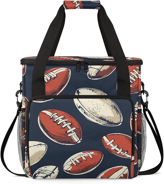 Football Coffee Maker Travel Bag Sports Insulated Grocery Bag Travel Picnic Leakproof Cooler Bags With Shoulder Strap