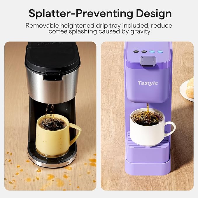 Single Serve Coffee Maker for K Cup Ground and Tea Hot and Iced Coffee Machines with Bold Setting 6 to 16 Oz Brew Sizes Compact for Small Spaces Purple (2.0 Version)