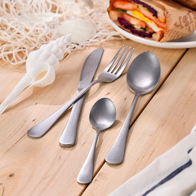 Well Home 3-Piece Set Diameter 16 x 20 x 24 cm Pressed Aluminium in Metallic Blue + 16 Piece Stainless Steel Cutlery Set