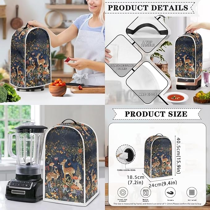 Small Toaster Cute Deer 2 Slice Toaster Cover Kitchen Small Appliance Dust Cover with Blender Dust Cover Stand Mixer or Coffee Maker Appliance Cover Dust and Fingerprint Protection Set of 3