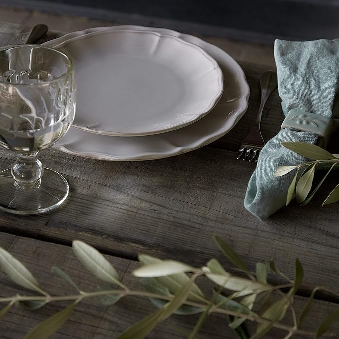 Costa Nova Ceramic Stoneware 5-Piece Place Setting Service for 1 - Alentejo Collection White | Microwave &amp Dishwasher Safe Dinnerware Set | Food Safe Glazing | Restaurant Quality Tableware