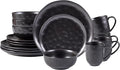 Organic Stoneware Sky Star 16pc Dinner Set Reactive Glaze Black