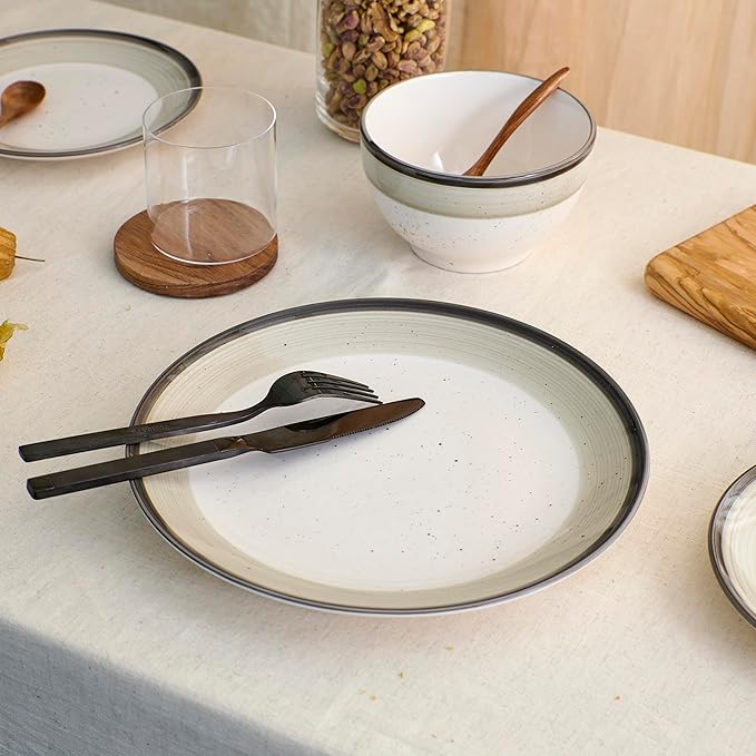 Earth &amp Clay Harlow 12-Piece Dinnerware Set Earthenware Beige